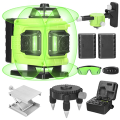 Niveau Laser Vert Croix 16 Lignes Auto-Nivellement 360° Horizontal Vertical