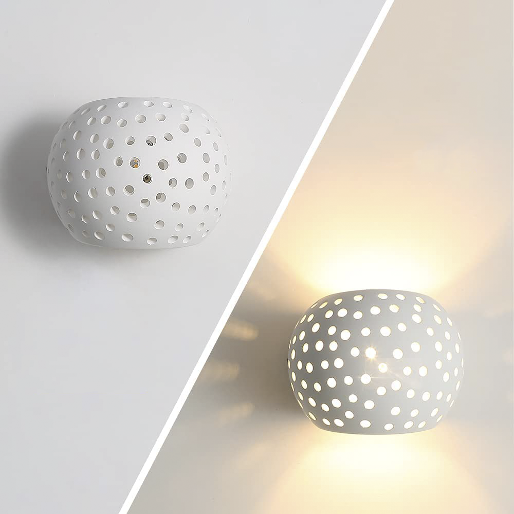 Applique en plâtre G9 Plafonnier perforé double émission lumineuse