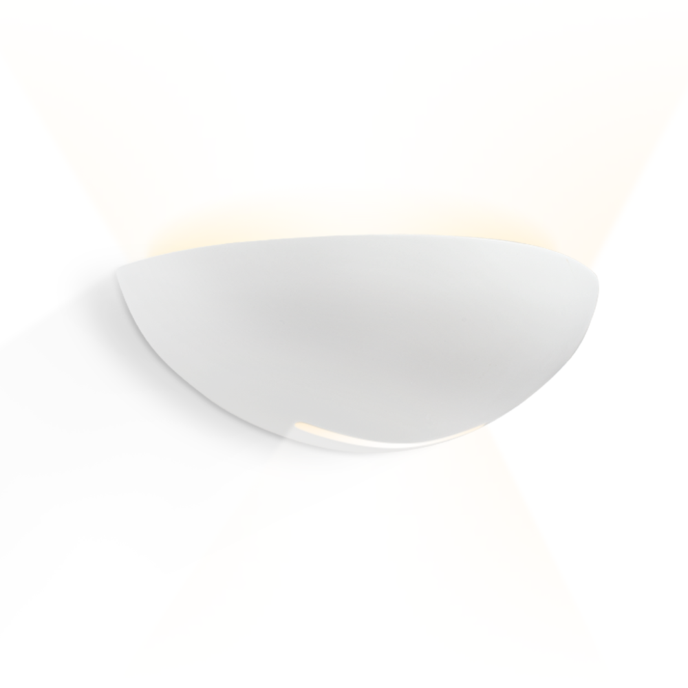 Applique demi-lune en plâtre E27 Double Emission Lumineuse