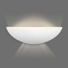 Applique demi-lune en plâtre E27 Double Emission Lumineuse