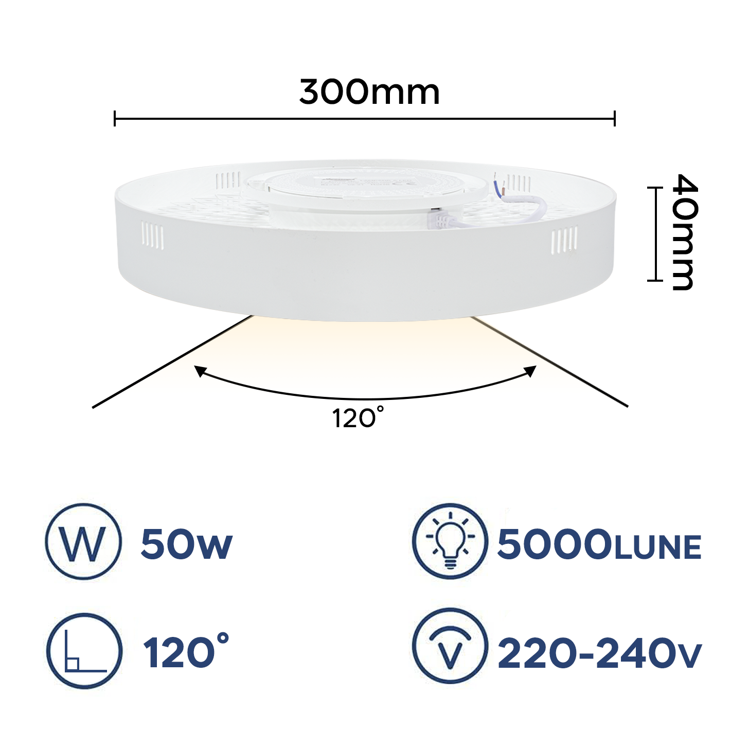 Plafonnier LED Orbita 50W lumière blanche 6000K Applique intérieure ronde mince