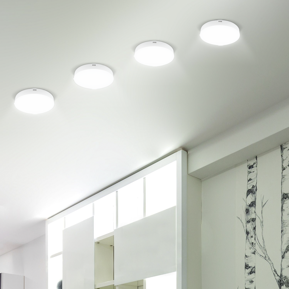 Plafonnier LED orbital 12W lumière blanche 6000K applique murale mince ronde
