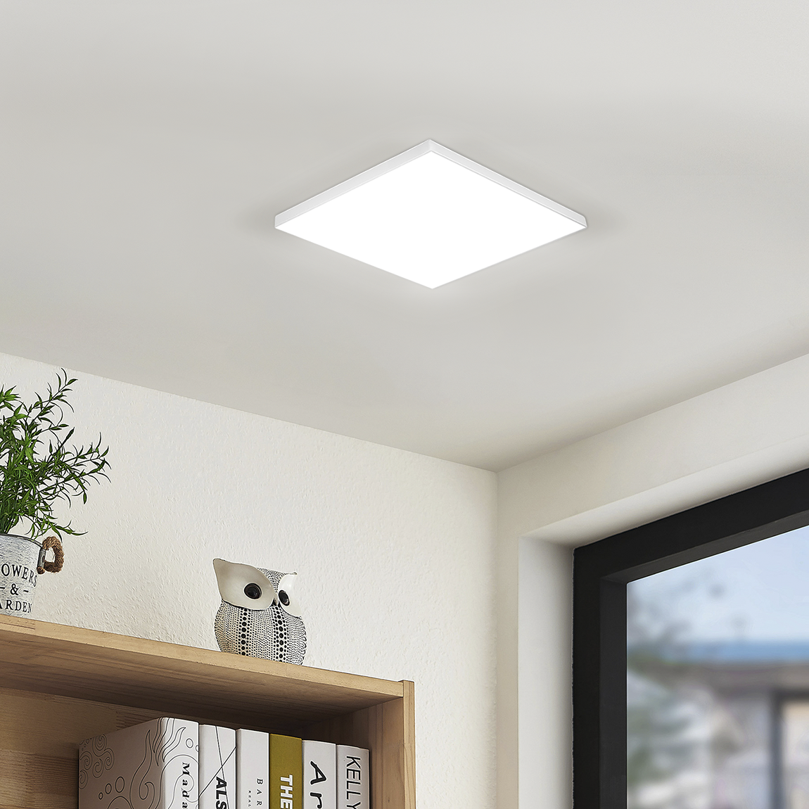 Plafonnier LED 32W lumière blanche 6000K slim carré pour intérieurs