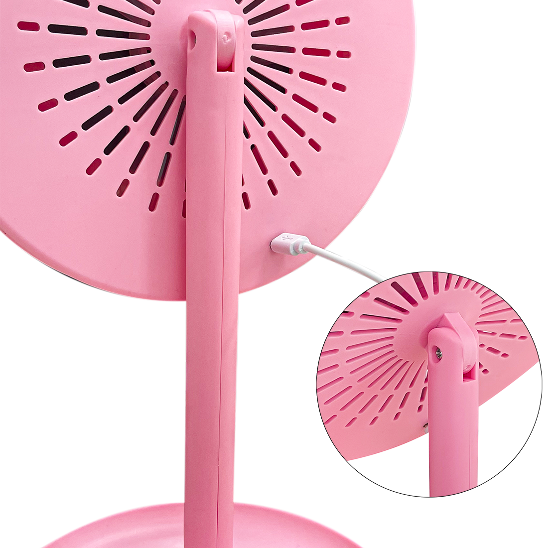 Miroir cosmétique de table à LED Lampe de maquillage ventilée rechargeable USB