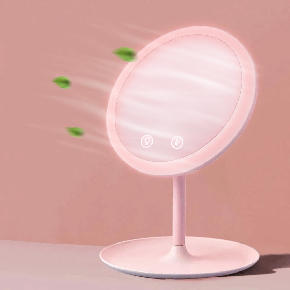 Miroir cosmétique de table à LED Lampe de maquillage ventilée rechargeable USB