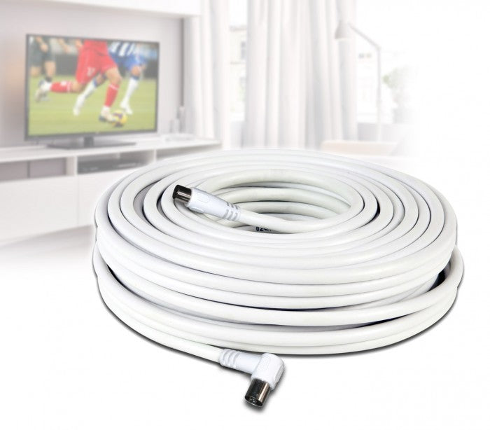 Câble coaxial - 30m - pour la connexion de l'antenne TV - (mâle et femelle)