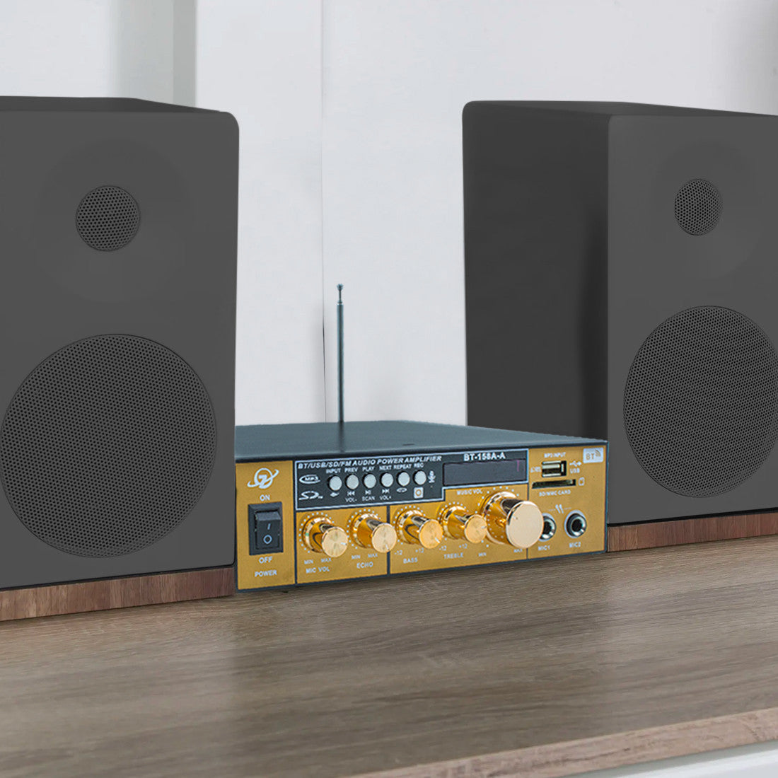 Karaoké Bluetooth Stéréo HiFi Amplificateur MP3 Ecran LCD Entrée USB et SD