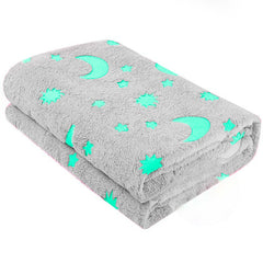 Couverture polaire magique enfant Etoiles Fluorescent Lune Gris Polaire 170x180
