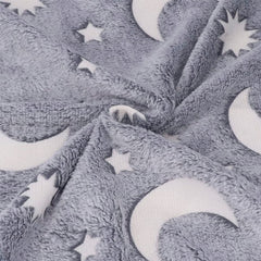Couverture polaire magique enfant Etoiles Fluorescent Lune Gris Polaire 170x180