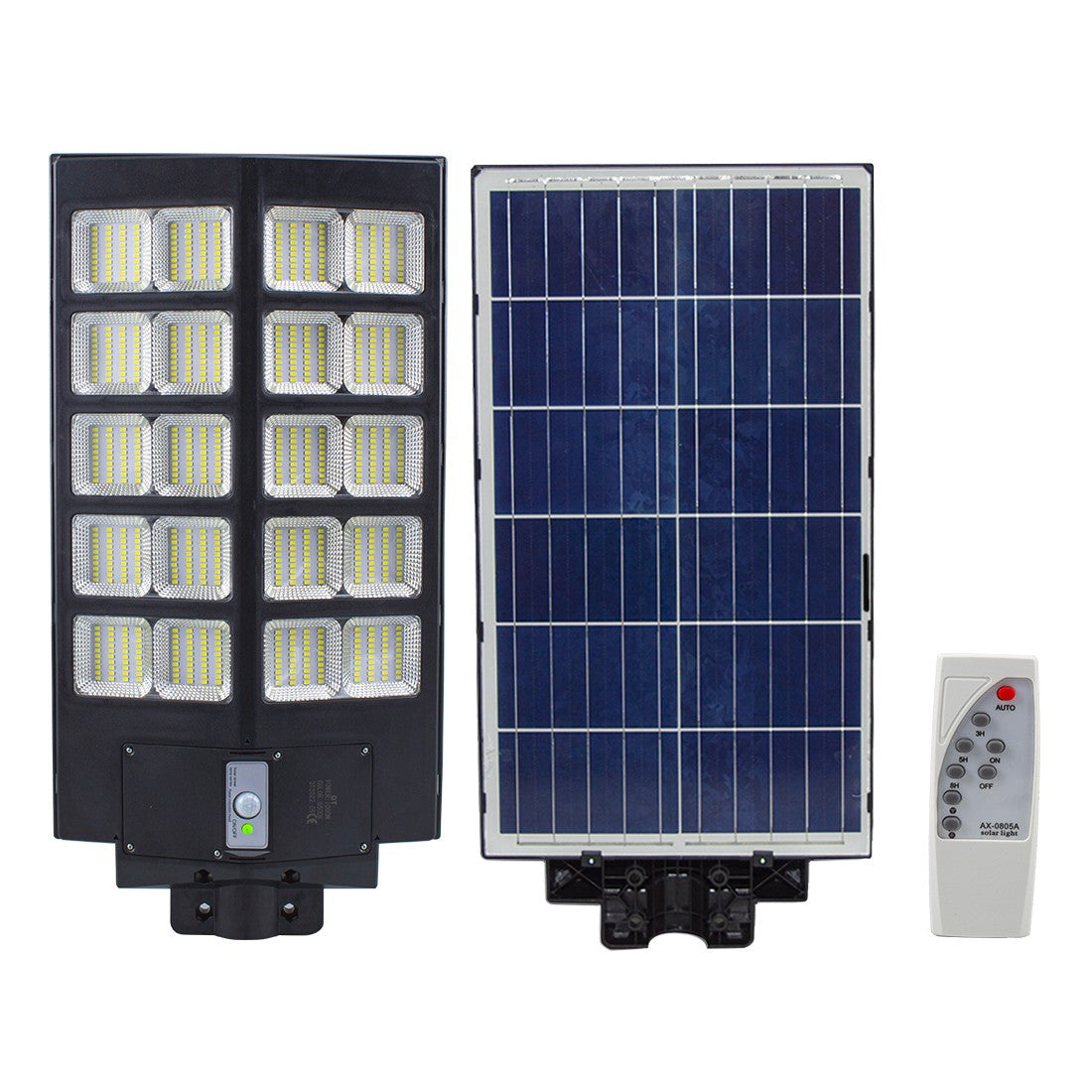 Recharge lampadaire avec panneau solaire 1000W Protection IP65 et télécommande