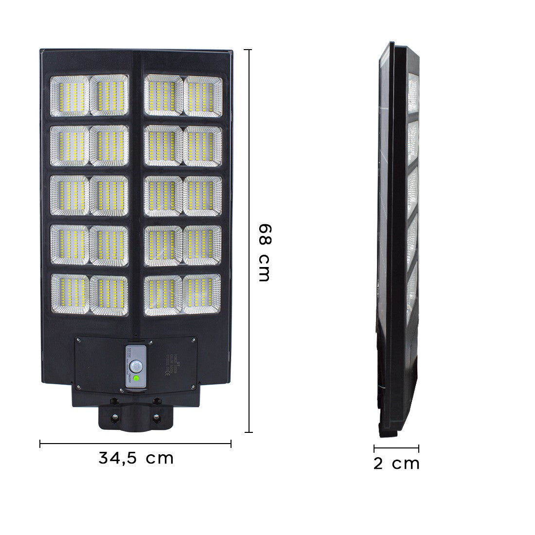 Recharge lampadaire avec panneau solaire 1000W Protection IP65 et télécommande