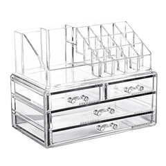 Organisateur maquillage transparent 20 emplacements cosmétiques 17,5x22,5x13,5