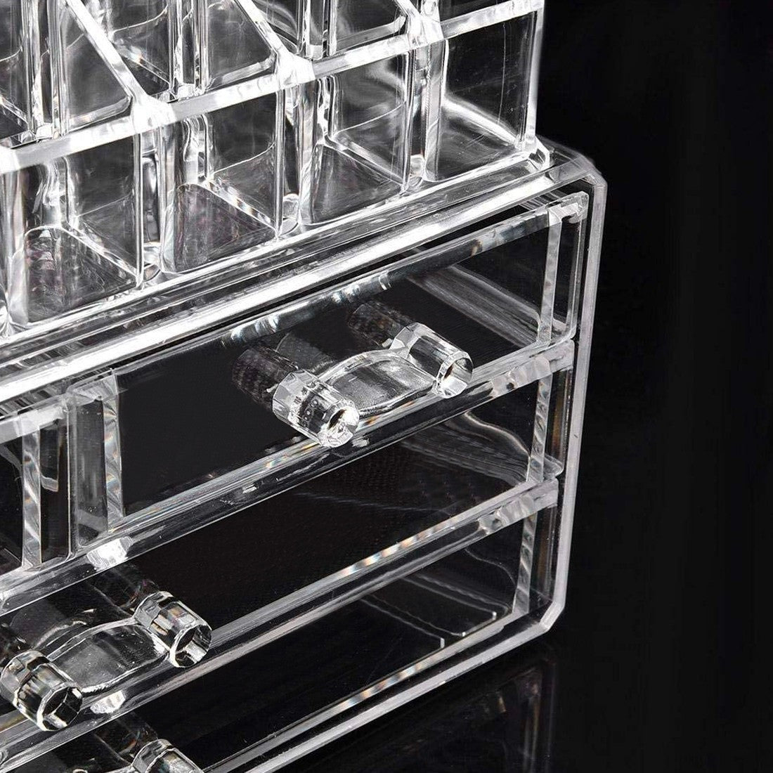 Organisateur maquillage transparent 20 emplacements cosmétiques 17,5x22,5x13,5