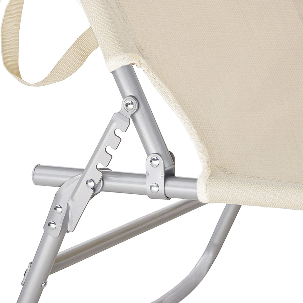 Lit en Textilene 281014 Dossier réglable BEIGE Tube 18 mm avec Parasol