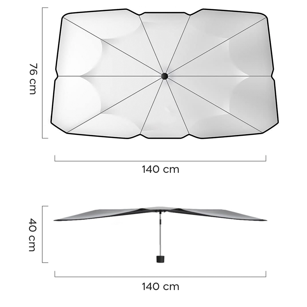 Housse de pare-brise universelle pour parapluie de voiture pliante 140x76cm
