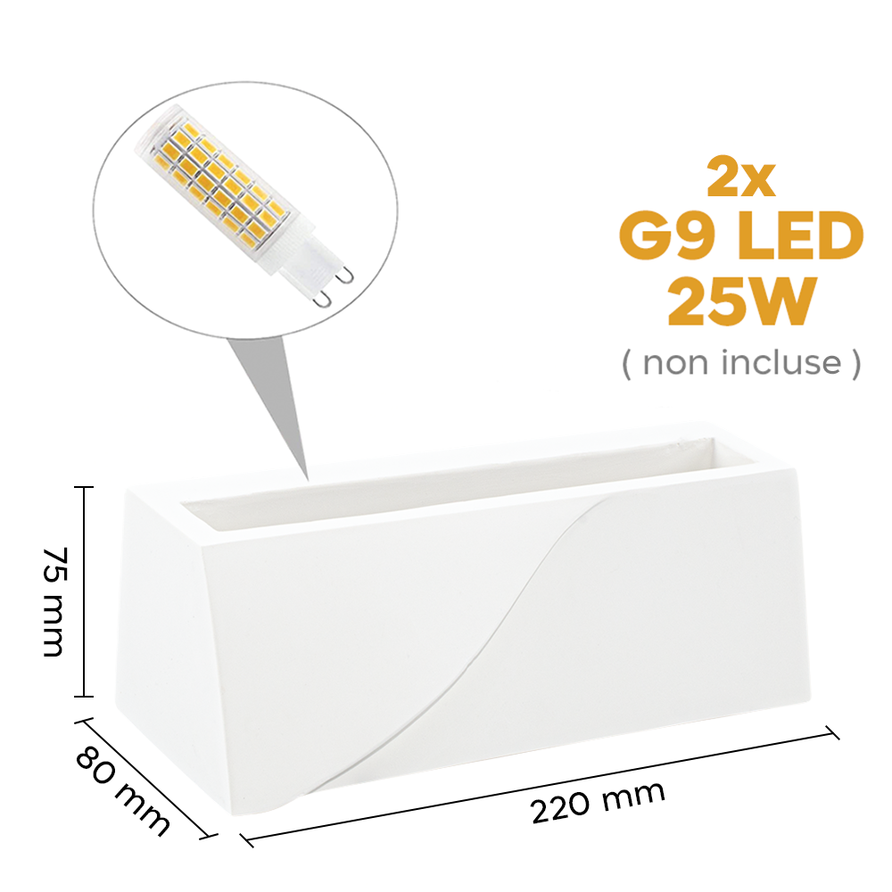 Applique murale en plâtre GS-5045 G9 support mural Double émission lumineuse