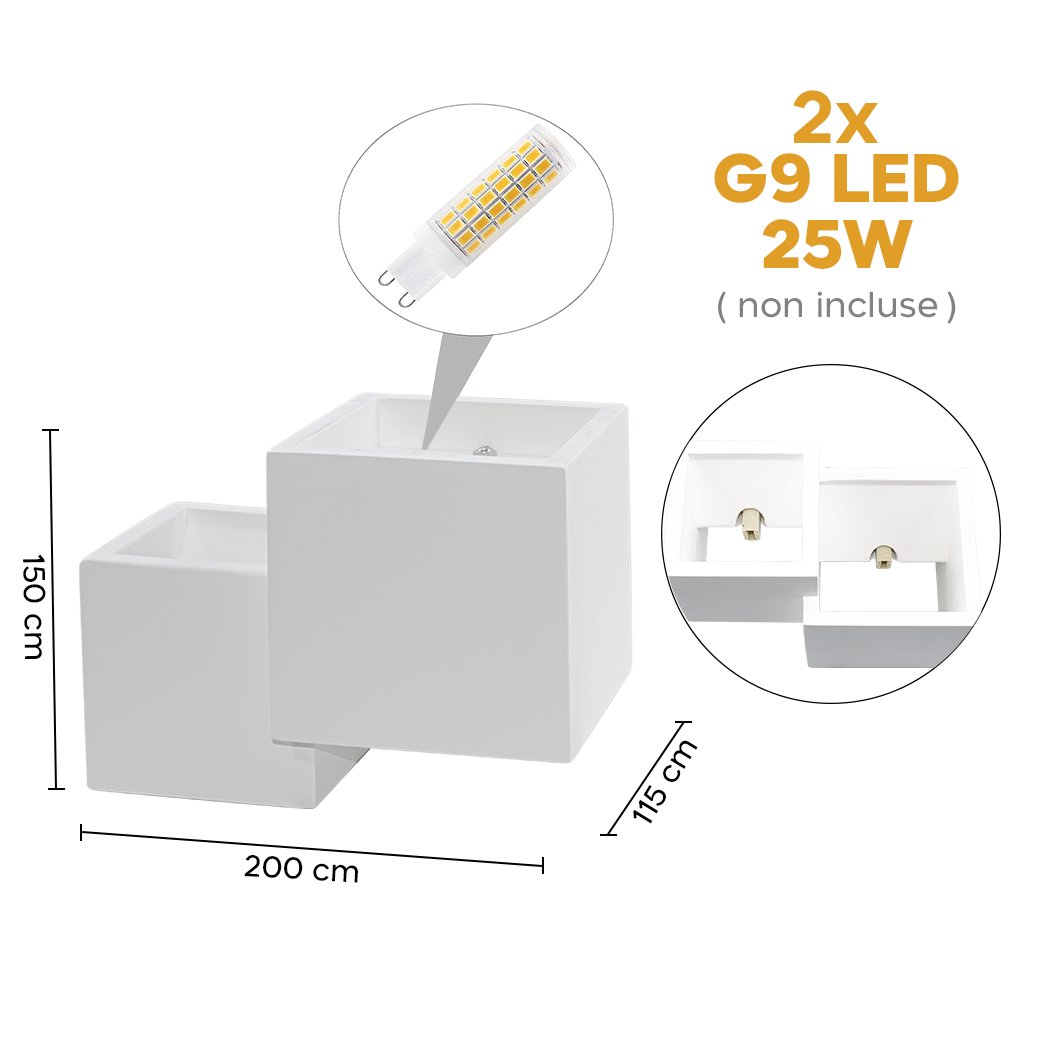Applique murale en plâtre GS-5042 G9 support mural Double émission lumineuse