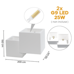 Applique murale en plâtre GS-5042 G9 support mural Double émission lumineuse