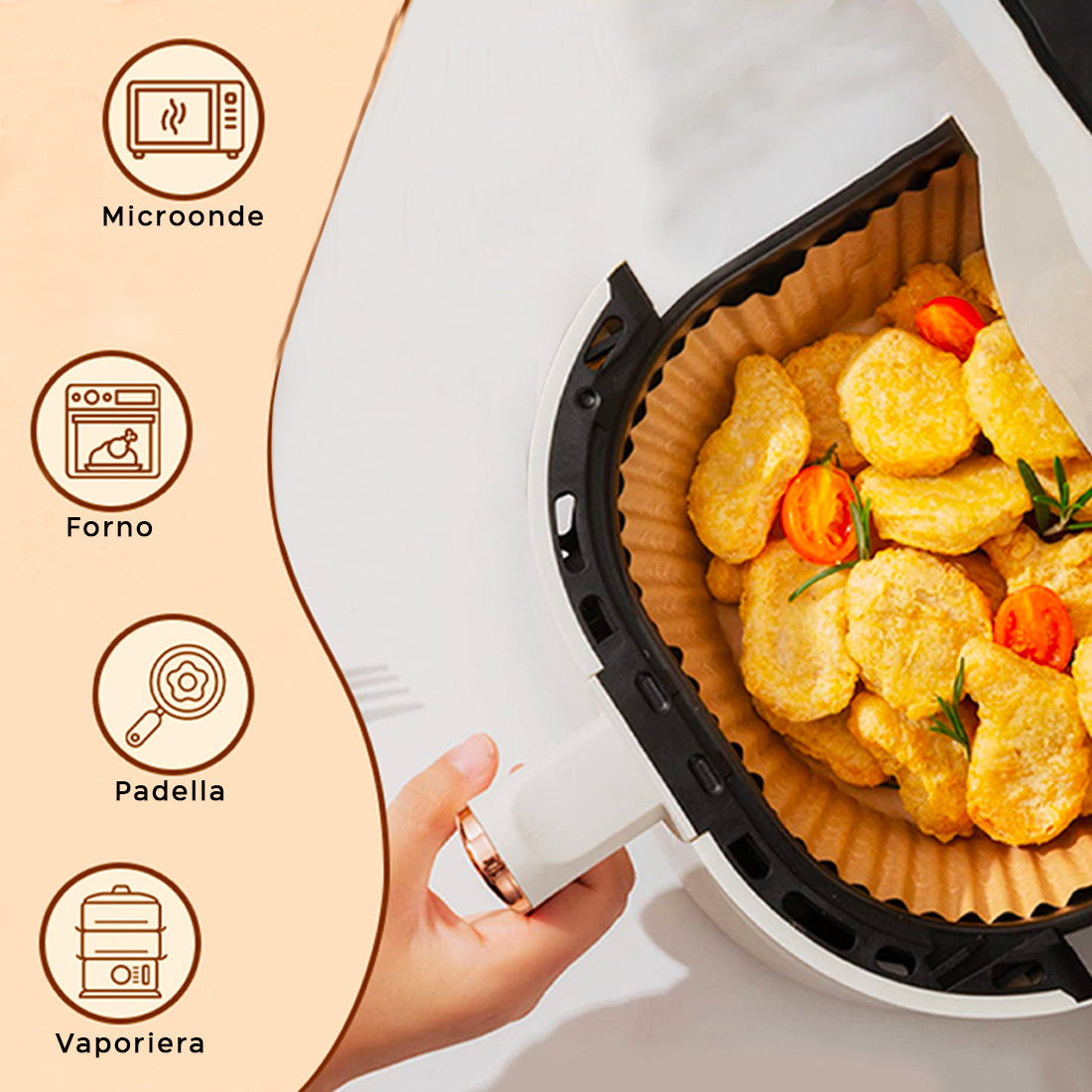 Air Fryer Papier Cuisson 100 pz Rondes 20cm Antiadhésives Et Enduites Silicone