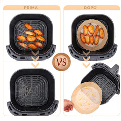 Air Fryer Papier Cuisson 500 pz Rondes 20cm Antiadhésives Et Enduites Silicone
