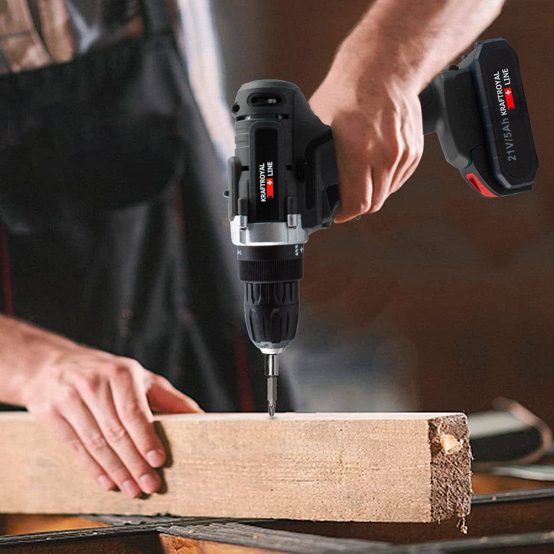 Perceuse sans fil à double batterie 21V Accessoires Vitesse 0-400rpm