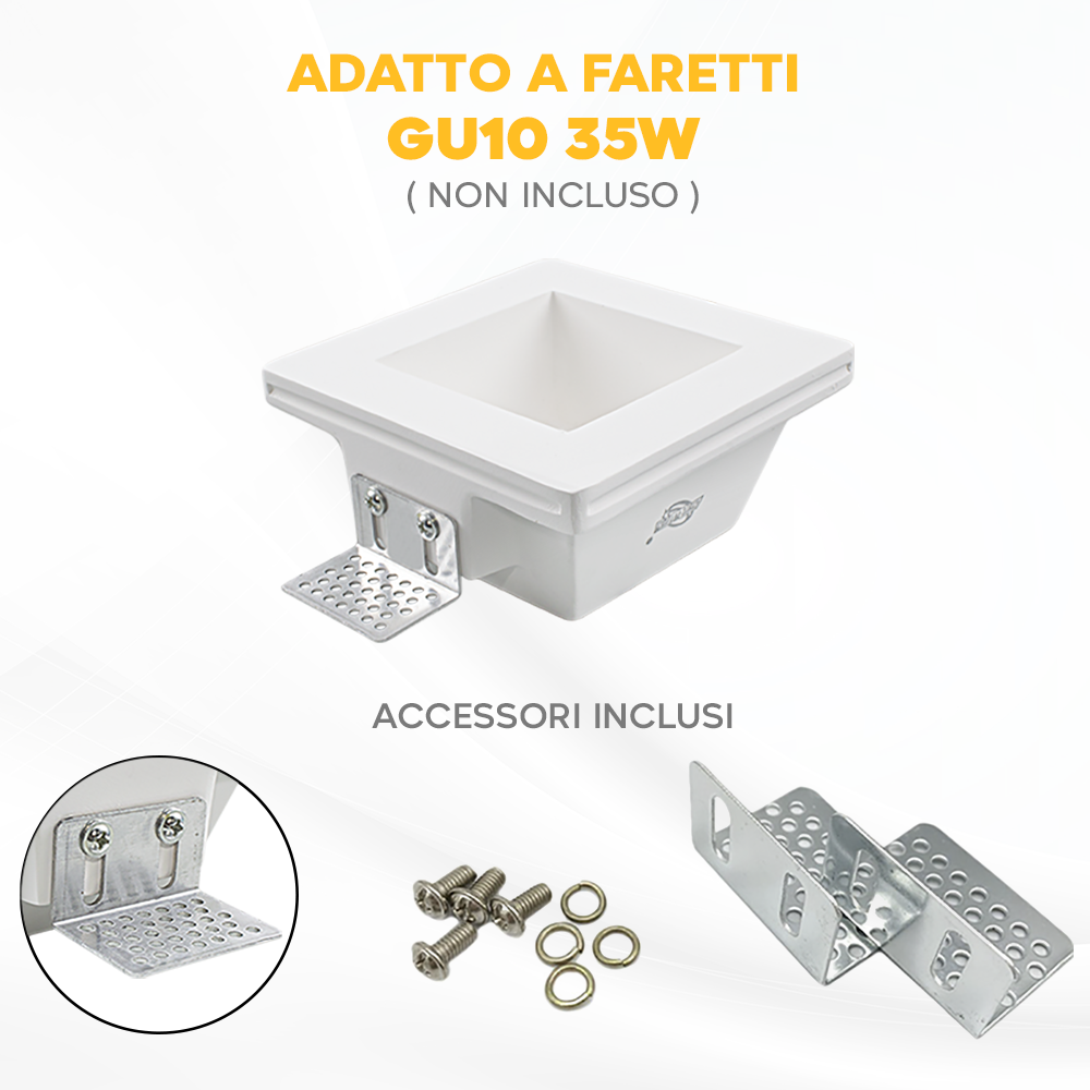 Douille en plâtre rétractable GS-5006 Blanc Carré Encastré GU10 Attaque