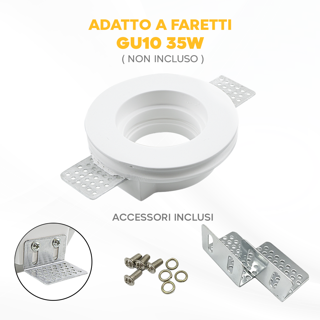 Douille en plâtre rétractable GS-5009 Round White Encastré GU10 Attack