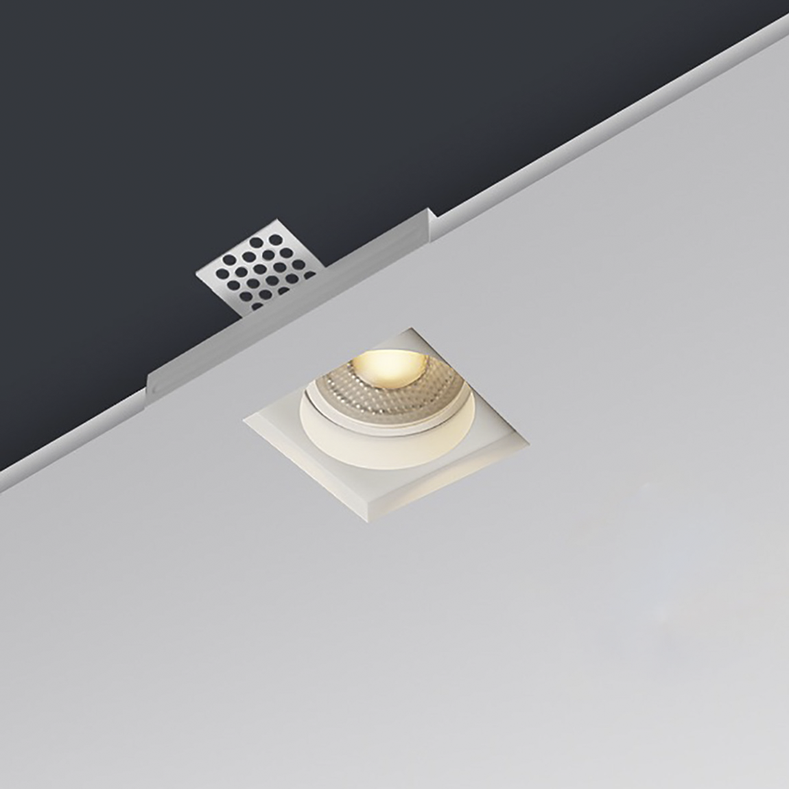 Douille en plâtre rétractable GS-5010 Blanc Carré Encastré GU10 Attaque