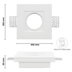 Douille en plâtre rétractable GS-5010 Blanc Carré Encastré GU10 Attaque