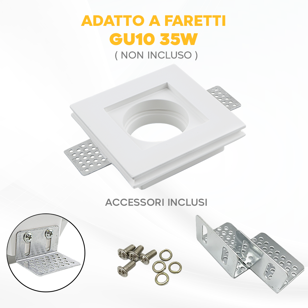 Douille en plâtre rétractable GS-5010 Blanc Carré Encastré GU10 Attaque