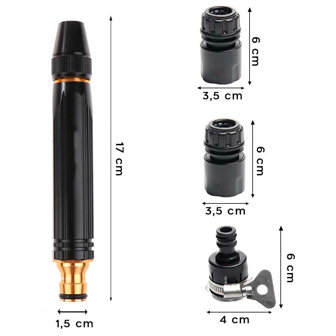 Buse pour tuyau d'arrosage Pistolet de lavage pulvérisateur d'eau à jet de métal