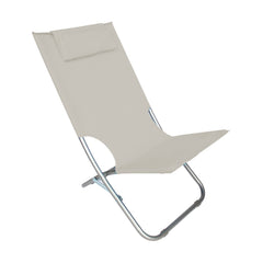 Chaise de plage pliante argent Giga en OXFORD 82x48xh52 cm avec coussin