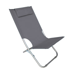 Chaise de plage pliante argent Giga en OXFORD 82x48xh52 cm avec coussin