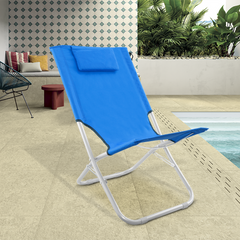 Chaise de plage pliante argent Giga en OXFORD 82x48xh52 cm avec coussin