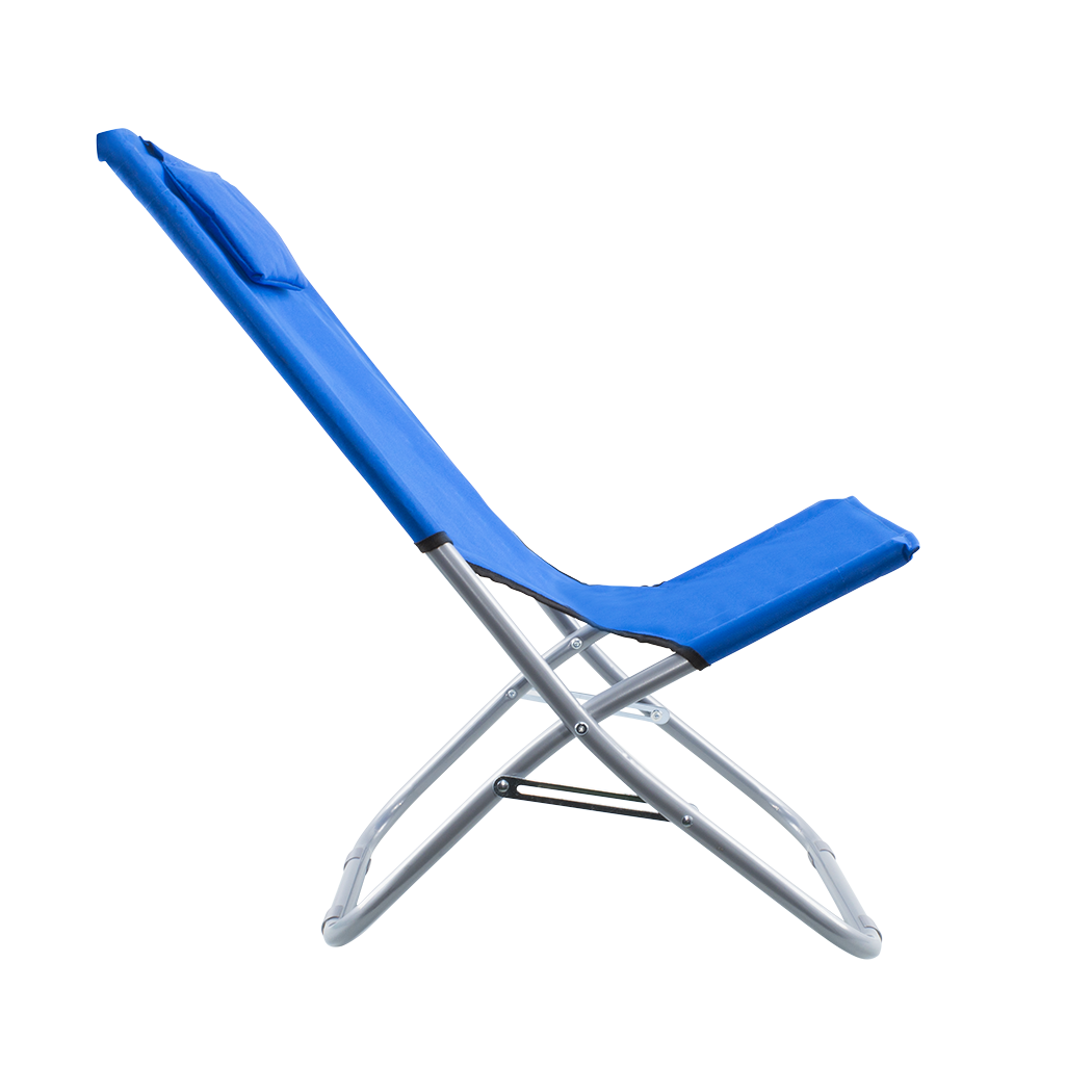 Chaise de plage pliante argent Giga en OXFORD 82x48xh52 cm avec coussin