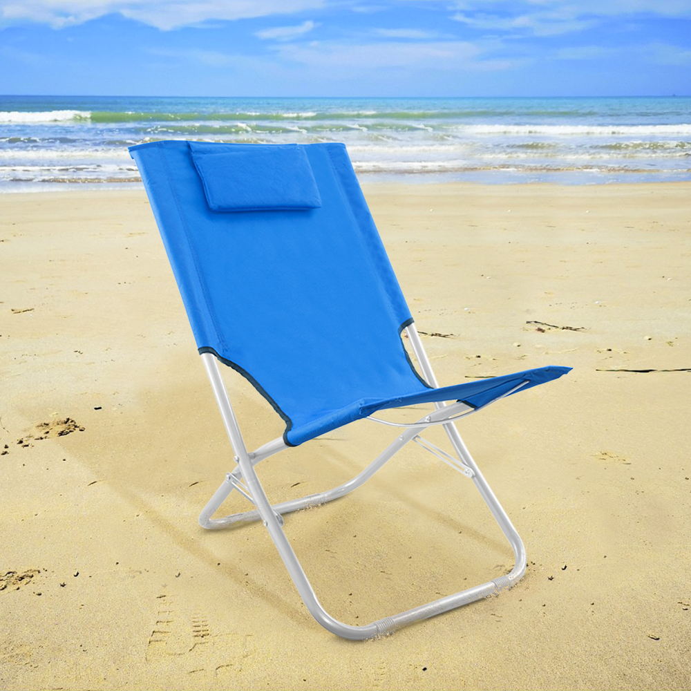 Chaise de plage pliante argent Giga en OXFORD 82x48xh52 cm avec coussin