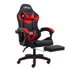 Chaise de jeu bureau avec éclairage LED, appuie-tête similicuir et repose-pieds