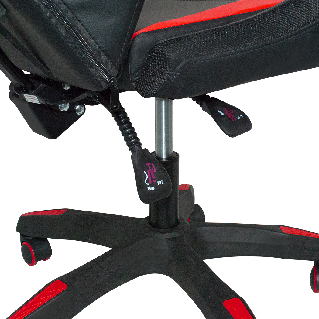 Chaise de jeu bureau avec éclairage LED, appuie-tête similicuir et repose-pieds