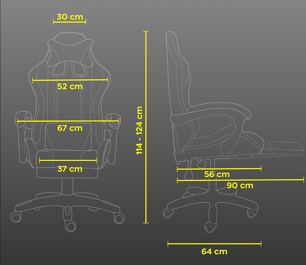 Chaise de jeu bureau avec éclairage LED, appuie-tête similicuir et repose-pieds