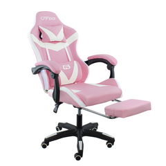 Chaise de jeu bureau avec éclairage LED, appuie-tête similicuir et repose-pieds