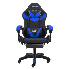Chaise de jeu bureau avec éclairage LED, appuie-tête similicuir et repose-pieds