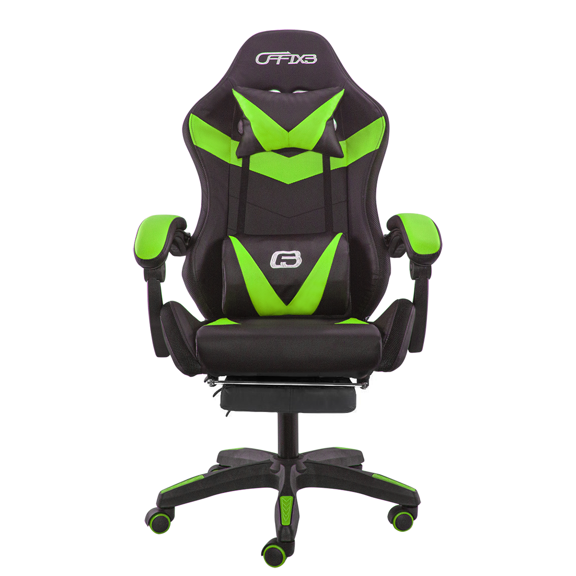 Chaise de jeu bureau avec éclairage LED, appuie-tête similicuir et repose-pieds