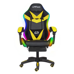 Chaise de jeu bureau avec éclairage LED, appuie-tête similicuir et repose-pieds