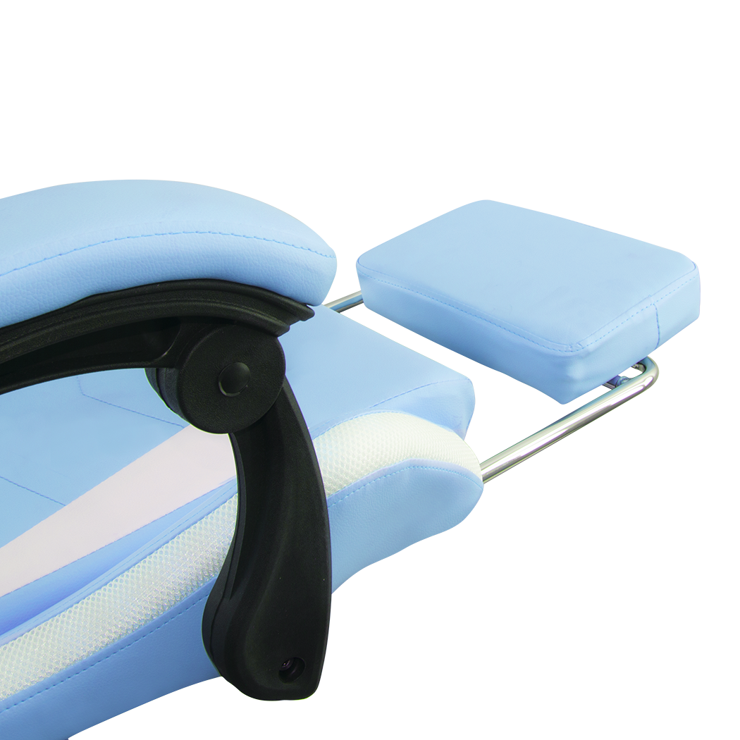 Chaise de jeu bureau avec éclairage LED, appuie-tête similicuir et repose-pieds