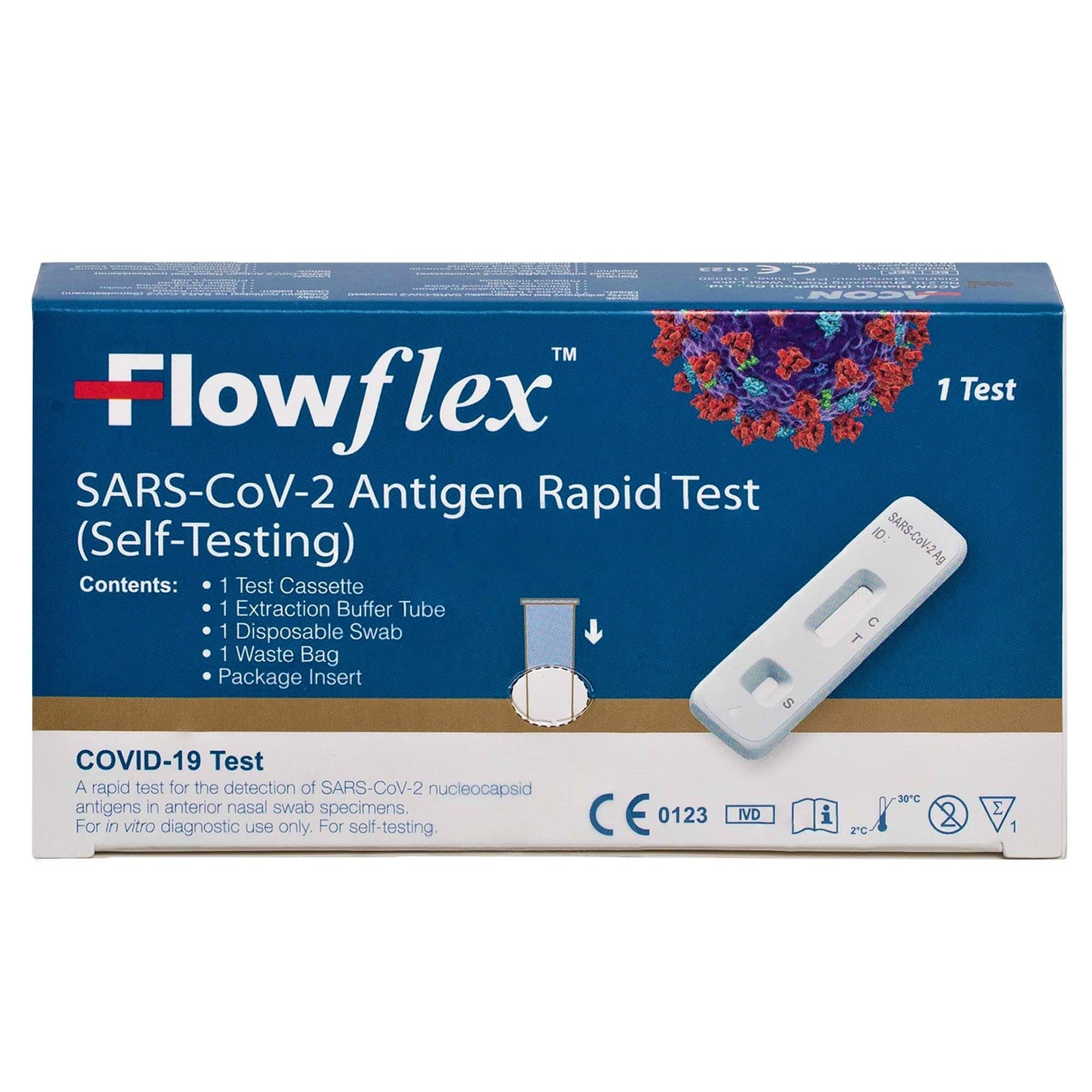 Lot de 3 Tests Hygiéniques Rapides Flowflex Sars-Cov-2 Autodiagnostic COVID-19