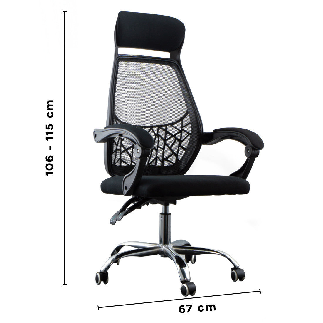 Chaise bureau LEONARDO Fauteuil de direction noir avec appui-tête et accoudoirs