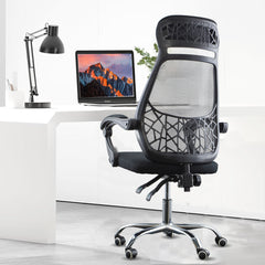 Chaise bureau LEONARDO Fauteuil de direction noir avec appui-tête et accoudoirs