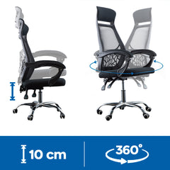 Chaise bureau LEONARDO Fauteuil de direction noir avec appui-tête et accoudoirs