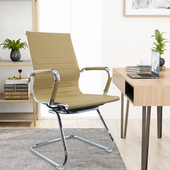 Pack de 2 chaises de salon ou de bureau ISAAC en métal et éco-cuir H95x50x45cm