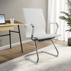 Pack de 2 chaises de salon ou de bureau ISAAC en métal et éco-cuir H95x50x45cm